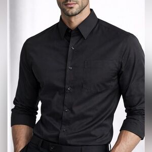 ASSANTE Men’s Black Button-Down Shirt with Chest Pocket (1145-2)